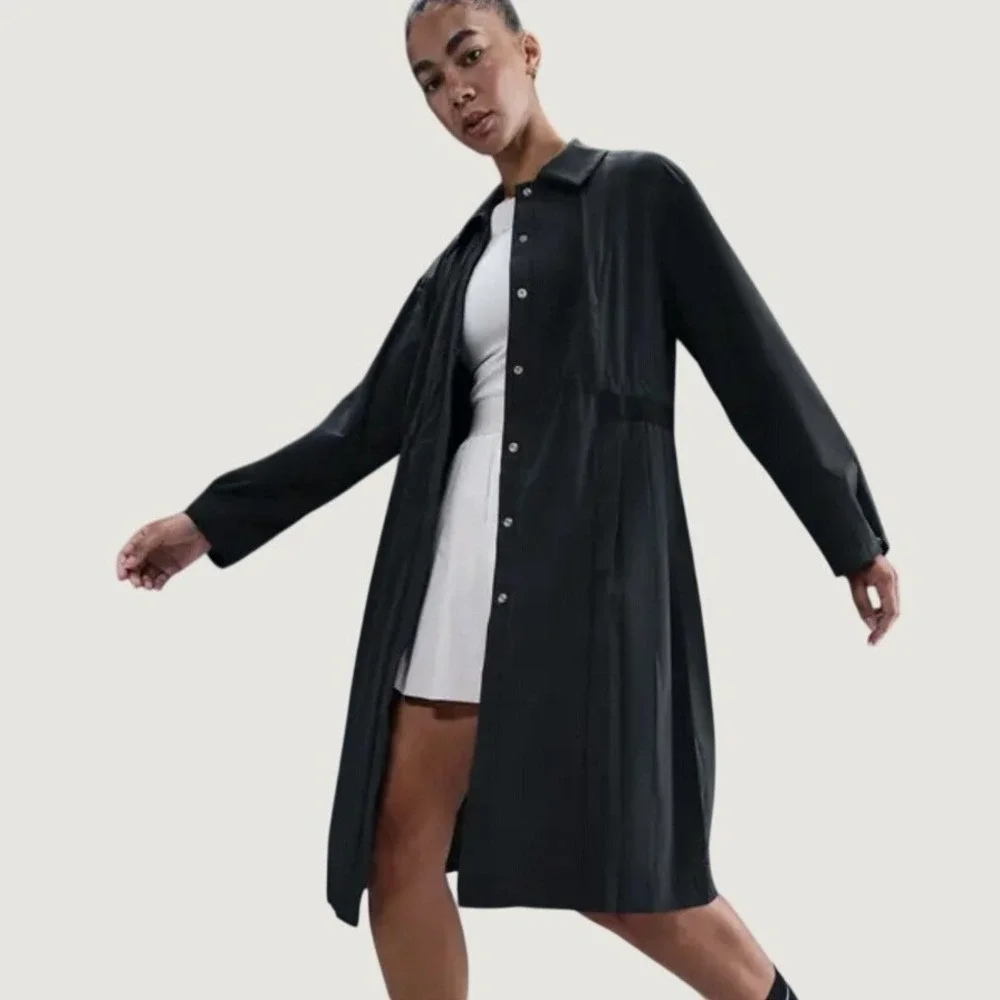 Nike Dri-FIT 24.7 Women Black Pleated Training Jacket Trench HV3627-010 MD
